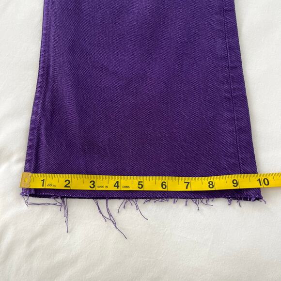 Zara NWT High-Rise Full Length Wide Leg Raw Hem Purple Denim Jeans, Size 4 - Picture 10 of 15